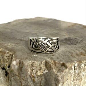 Sterling Silver 925 Celtic Knot Unisex 11MM Wide Band Ring Sz 12